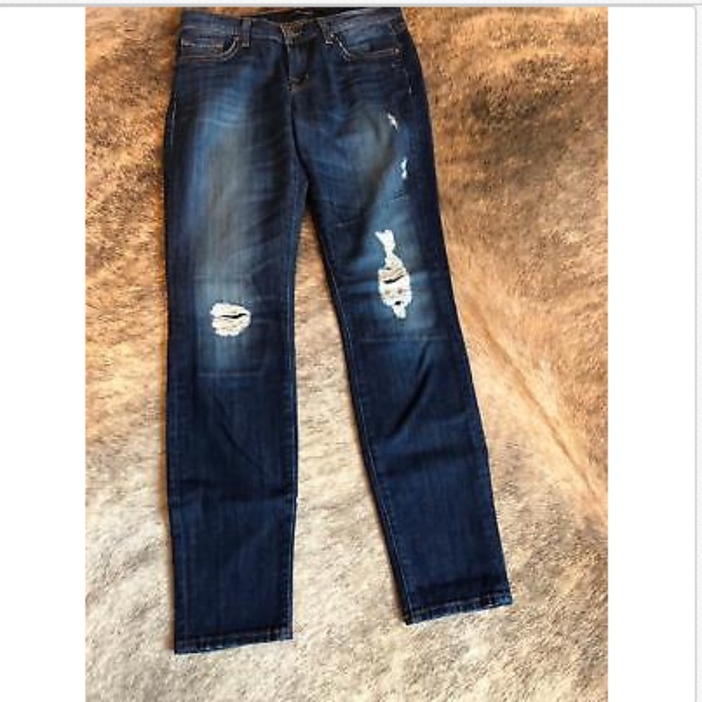 NWOT JBRAND Ripped Dark Blue Jeans SZ 24